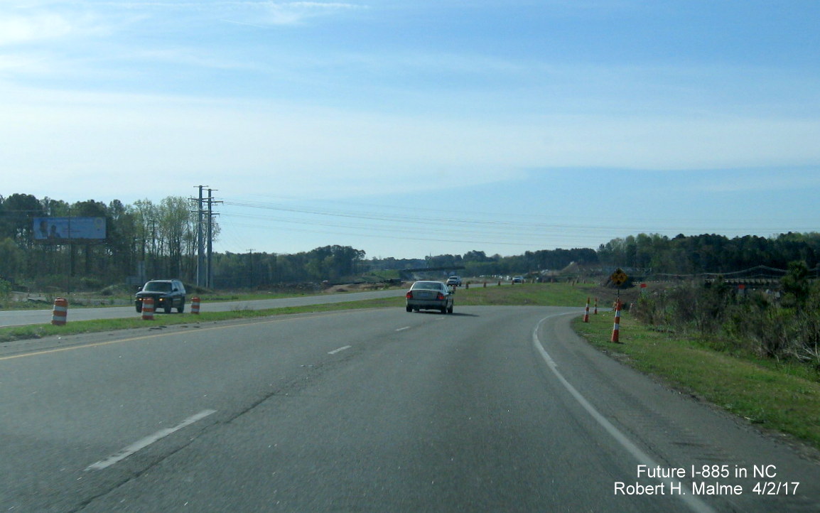 Image taken of view south over Future I-885/US 70 alignment north of East End Connector interchange in Durham