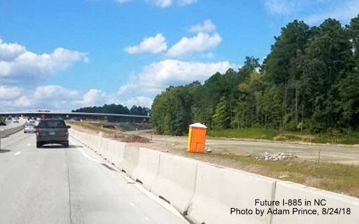 Image of graded future I-885 North lanes approaching East End Connector project interchange in Durham, by Adam Prince