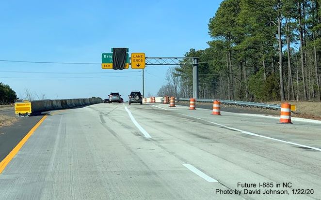 Image of NC 147 North lanes still under construction north of Future I-885 North split at East End Connector interchange in Durham, by David Johnson