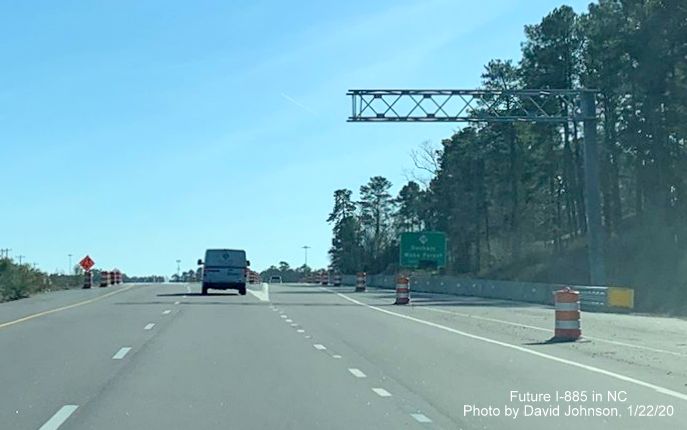 Image of cantilever sign support for new NC 98 exit on US 70 East (Future I-885 South) in Durham, by David Johnson