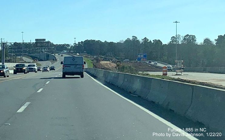 Image of new Future I-885 South lanes being constructed along US 70 East just south of NC 98 exit in Durham, by David Johnson