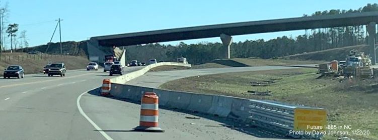 Image of end of future I-885 North ramp to meet US 70 West as part of East End Connector interchange in Durham, by David Johnson
