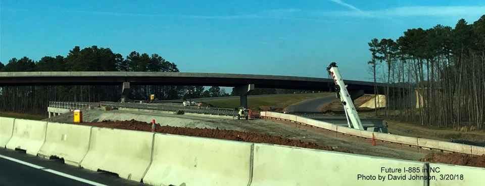 Image of Future I-885 ramp construction from temporary lanes of NC 147 at East End Connector work zone in Durham, by David Johnson