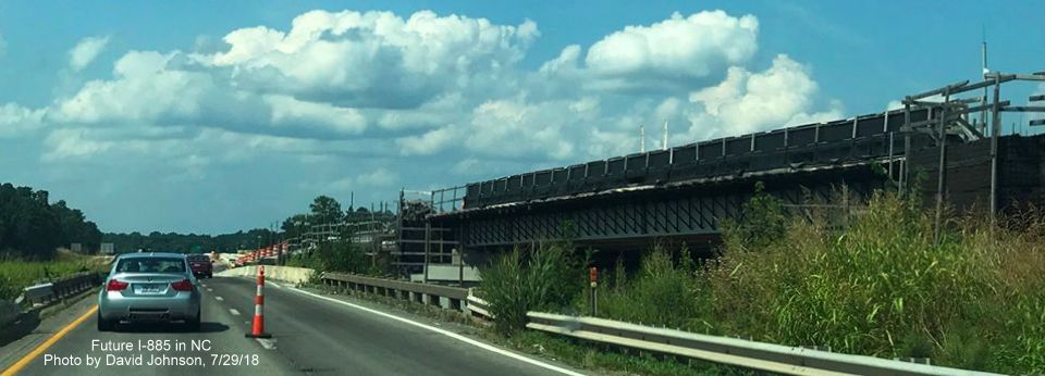 Image of new NC 98 bridge being constructed for I-885 freeway as part of East End Connector project in Durham, by David Johnson