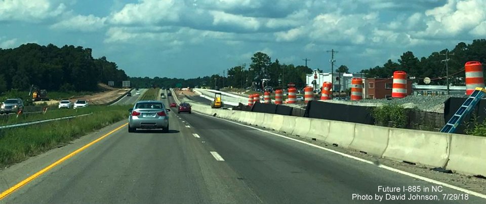 Image of construction of new lanes for Future I-885 along US 70 West in Durham as part of East End Connector project, by David Johnson