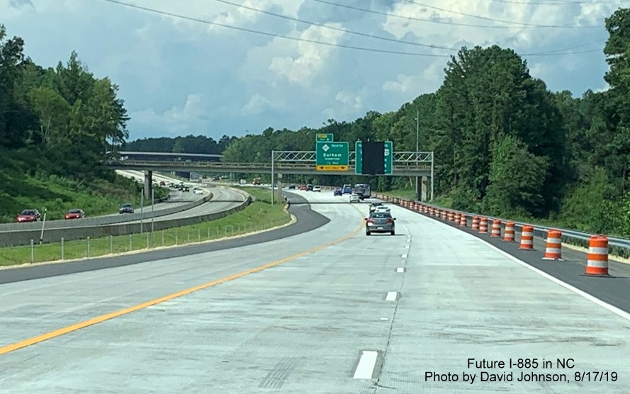 Image of newly opened NC 147 lanes south of future I-885 interchange with East End Connector in Durham, by David Johnson