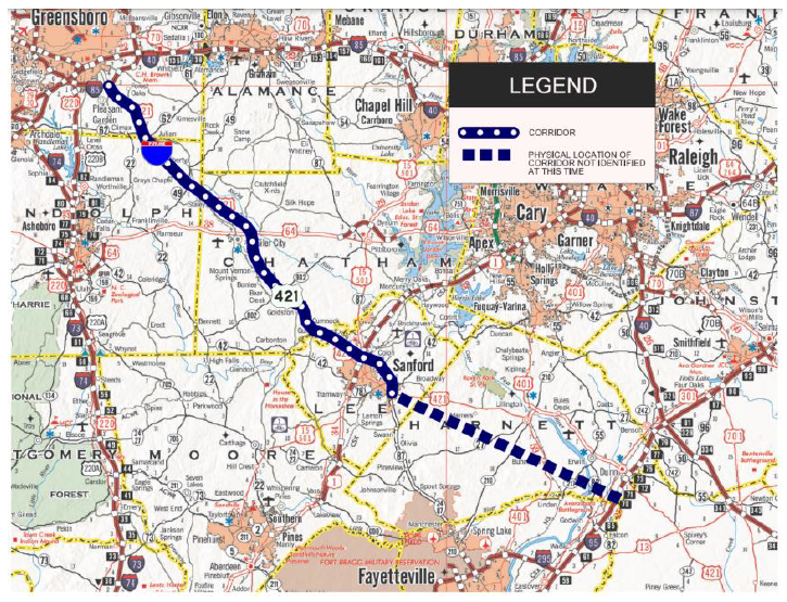 Image of map of planned I-685 corridor from TARPO transportation planning organization, November 2021