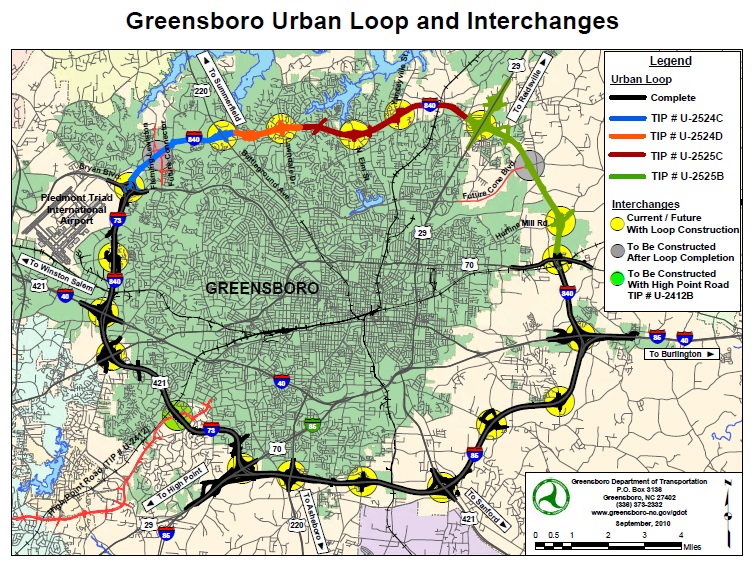 Map of Greensboro Loop courtesy of NCDOT, 2010