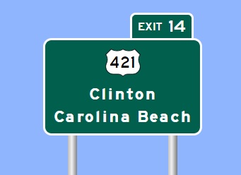 Sign Maker image of US 421 exit sign on I-140 in Navassa