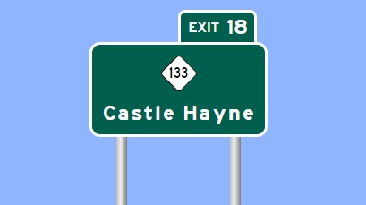 Sign Maker image of NC 133 exit sign on I-140 in Castle Hayne