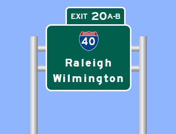 Sign Maker image of I-40 exits sign on I-140 in Wilmington