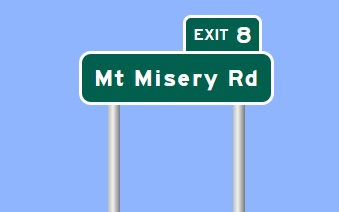 Sign Maker image for Mt. Misery Road exit sign on I-140 in Brunswick County