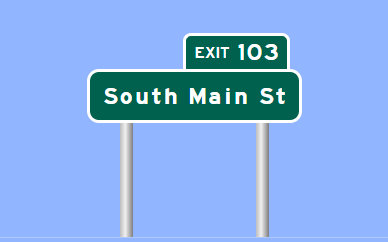 Sign Maker image of South Main Street exit sign on I-285 in Clemmons