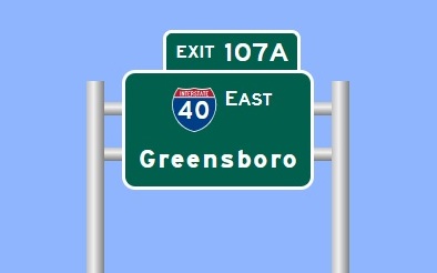 Sign Maker image of I-40 East exit sign on I-285 North in Winston-Salem