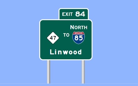 Sign Maker image of NC 47 exit on I-285 in Lexington
