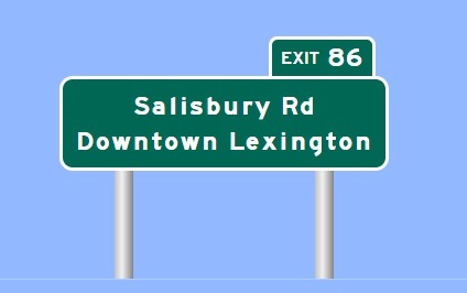 Sign Maker image of Salisbury Road exit sign on I-285 in Lexington