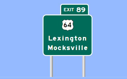 Sign Maker image of US 64 exit on I-285 in Lexington