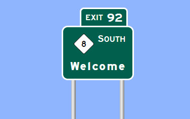 Sign Maker image of NC 8 South exit sign on I-285 in Welcome