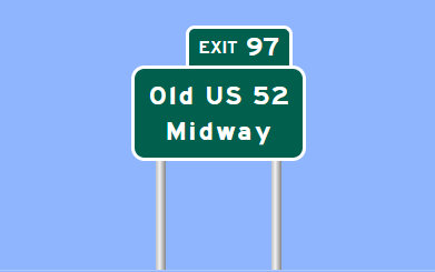 Sign Maker image of Old US 52 exit sign on I-285 in Midway