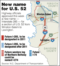 File of graphic showing route of I-285 produced by the Winston-Salem Journal
