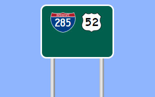 Sign Maker image of I-285/US 52 reassurance marker sign