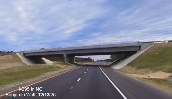 Image of new bridge for the Camden Road exit on the newly opened section of
	 I-295 South, screen grab from Benjamin Wolf Video, December 2025