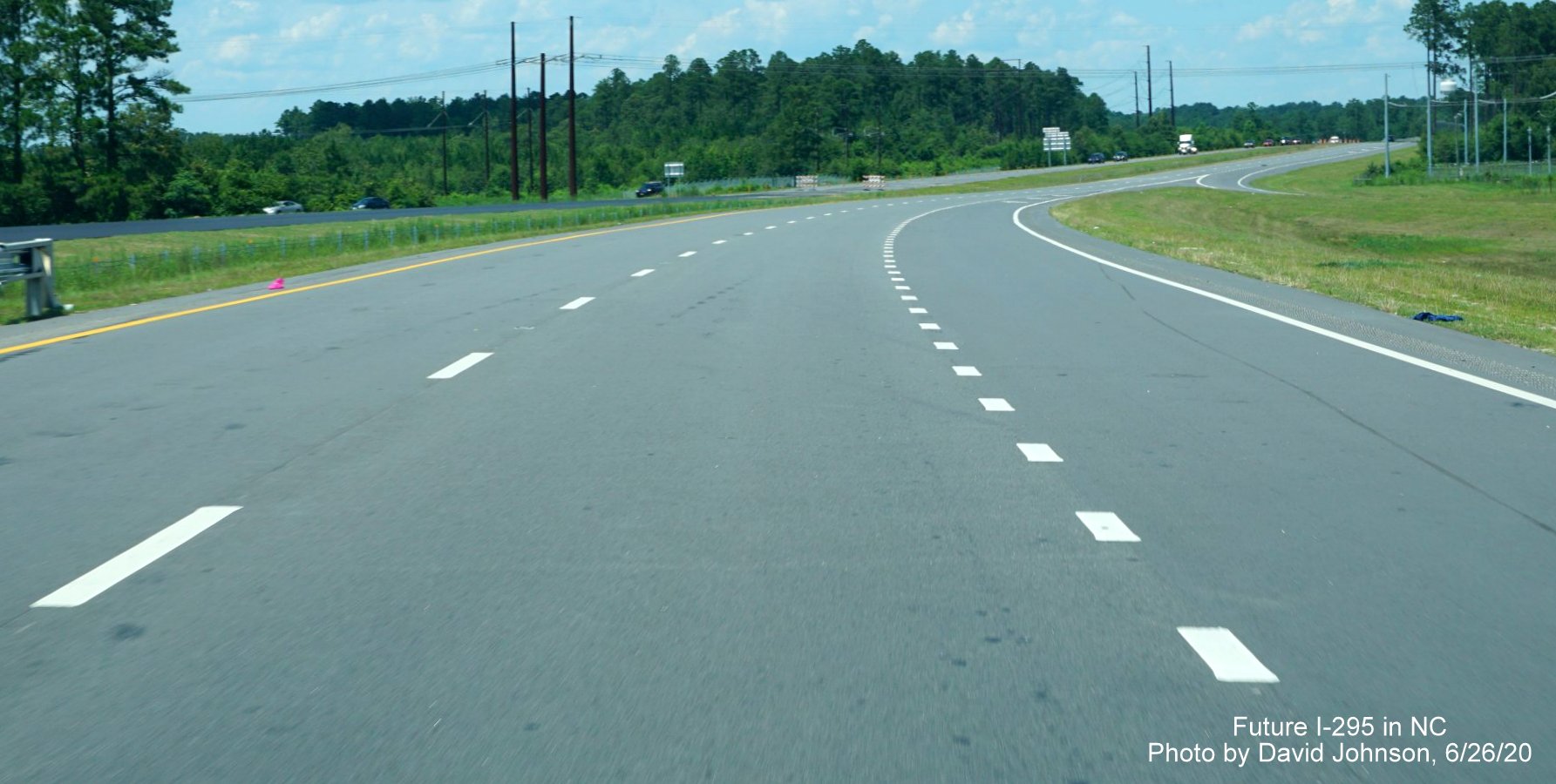Image of NC 295 (Future I-295) North lanes after ramp from Cliffdale Road, by David Johnson, June 2020