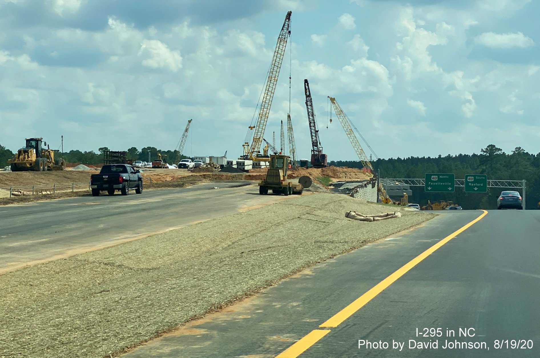 Image of continued Loop construction of future US 401 bridge on the Fayetteville Outer Loop/Future I-295 
        , by David Johnson August 2020