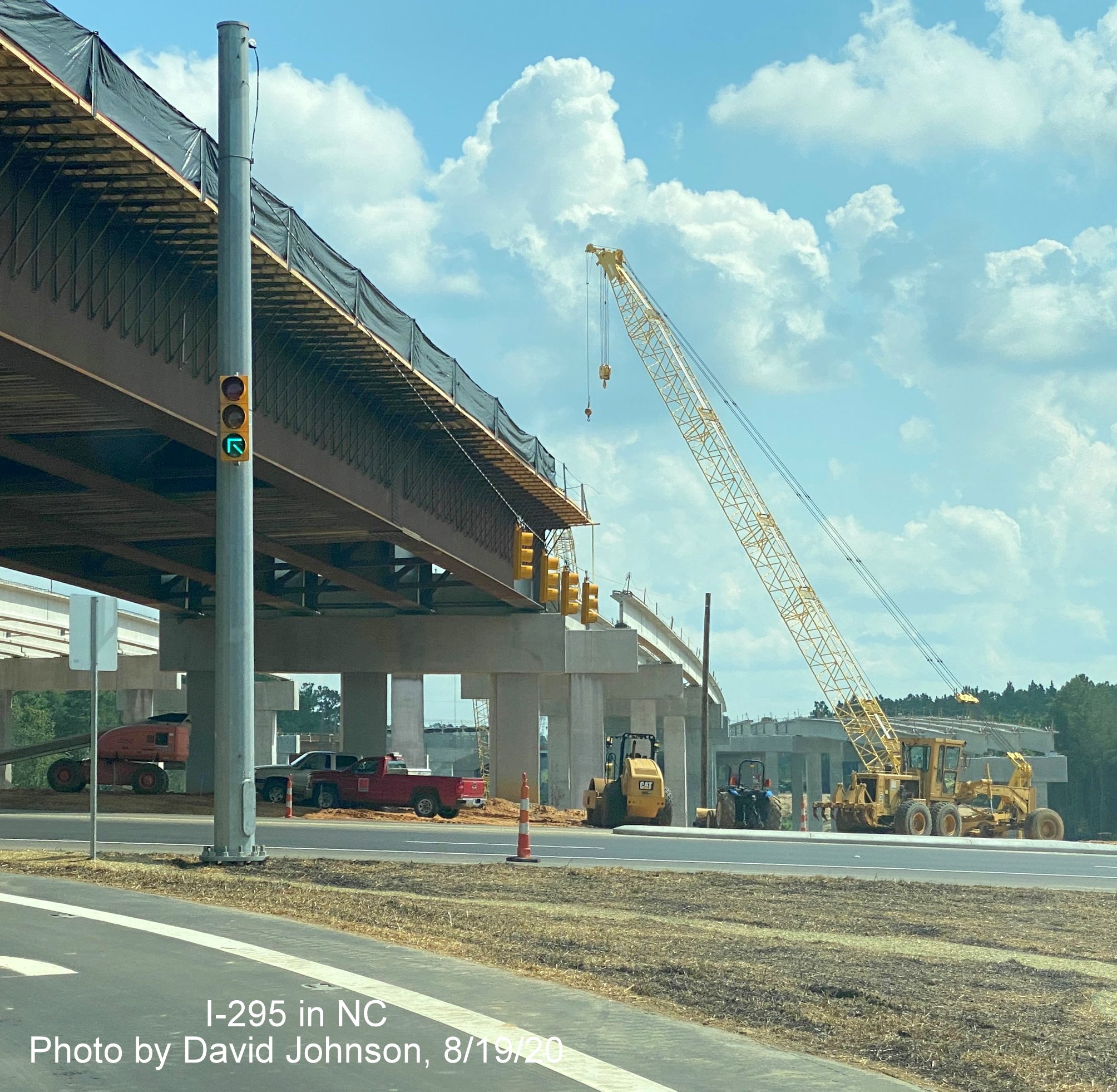 Image of Future I-295 bridge construction over Raeford Road at end of I-295 South in Fayetteville, 
        by David Johnson August 2020