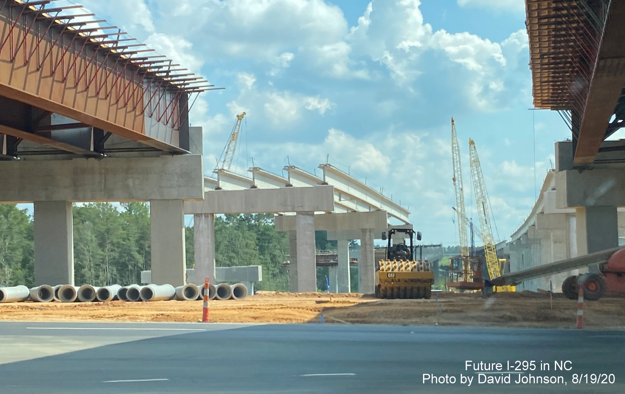Image of Future I-295 bridge construction south of Raeford Road at end of I-295 South in Fayetteville, 
        by David Johnson August 2020