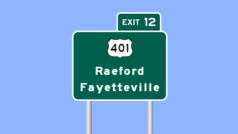 I-295 US 401 Raeford Road exit sign image, by SignMaker