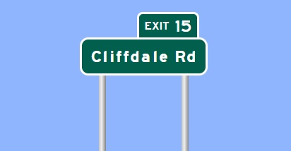 I-295 Cliffdale Road exit sign image, by SignMaker