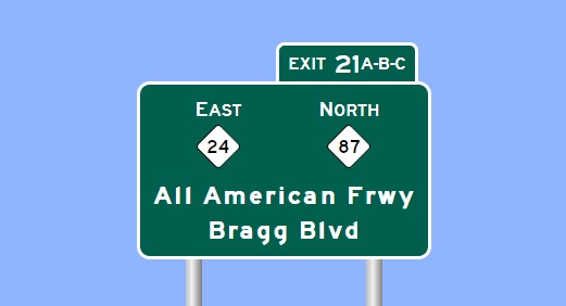 I-295 NC 24 NC 27 exit sign, from Sign Maker