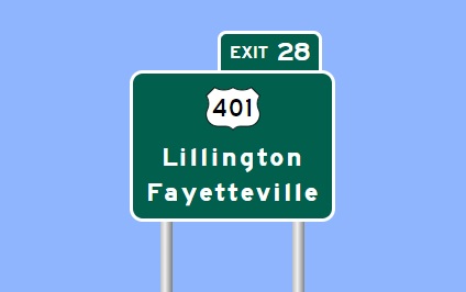 I-295 US 401 exit sign, from Sign Maker