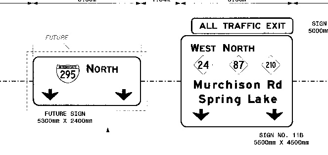 Exit signage plan for Fayetteville Outer Loop, from NCDOT
