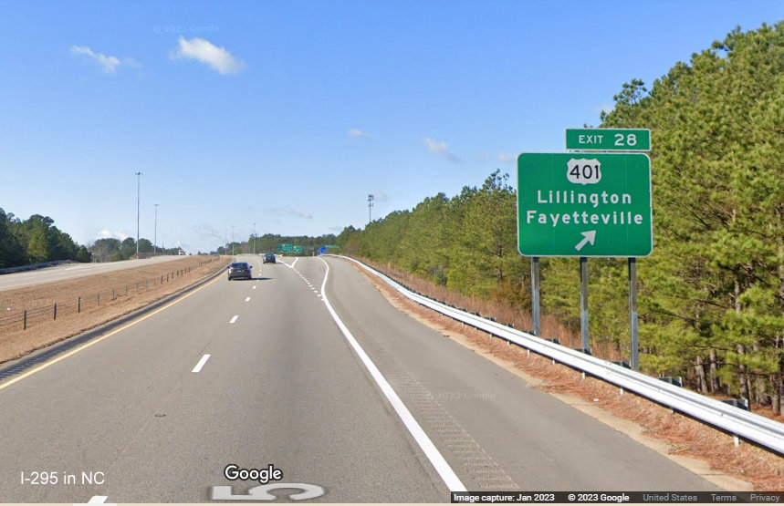 Image of first South I-295 reassurance marker after I-95 interchange, Google Maps Street View, 
        January 2023