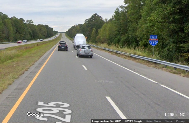 Image of first South I-295 reassurance marker after I-95 interchange, Google Maps Street View, 
        September 2022