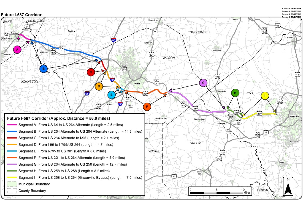 Image of I-587 corridor map submitted to AASHTO in fall of 2016
