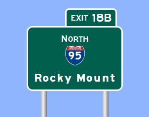 Sign Maker image of North I-95 exit sign on I-587/US 264 in Wilson