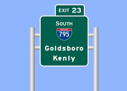 Sign Maker image of South I-795 exit on I-587 East in Wilson