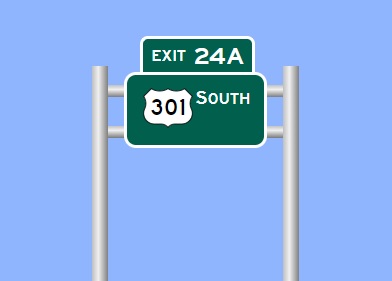 Sign Maker image of US 301 South exit sign on I-587 East in Wilson