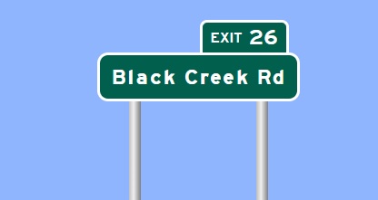 Sign Maker image for Black Creek Road exit sign on I-587 in Wilson