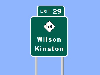 Sign Maker image of NC 58 exit sign on I-587 in Wilson County