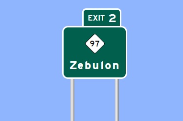 Sign Maker image of NC 97 exit sign on US 264/Future I-587 in Zebulon