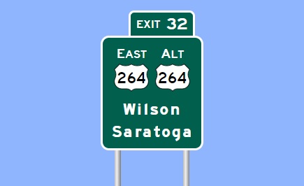 Signmaker image of future East US 264/West Alt US 264 sign on I-587 in Saratoga