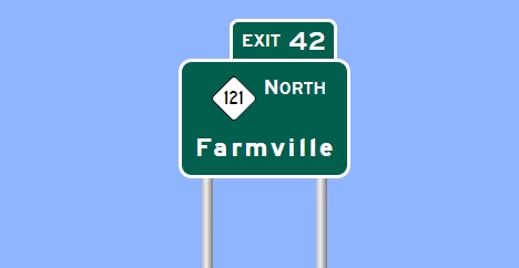 Sign Maker image of NC 121 North exit sign on I-587 East in Farmville