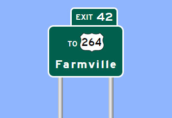 Image of new sign for To US 264 exit on I-587 East, Sign Maker software, May 2024