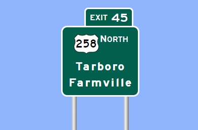 Sign Maker image of US 258 North exit on I-587 in Farmville