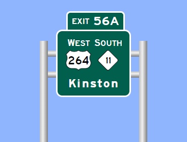 Sign Maker image of West US 264/South NC 11 Bypass exit at end of I-587 East in Greenville
