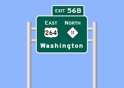 Sign Maker image of East US 264/North NC 11 Bypass exit at end of I-587 East in Greenville